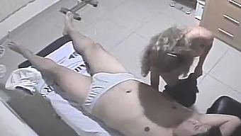 Pale skin redhead clinic spy cam video
