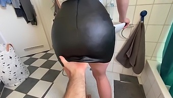 Girl in the leather get his cock